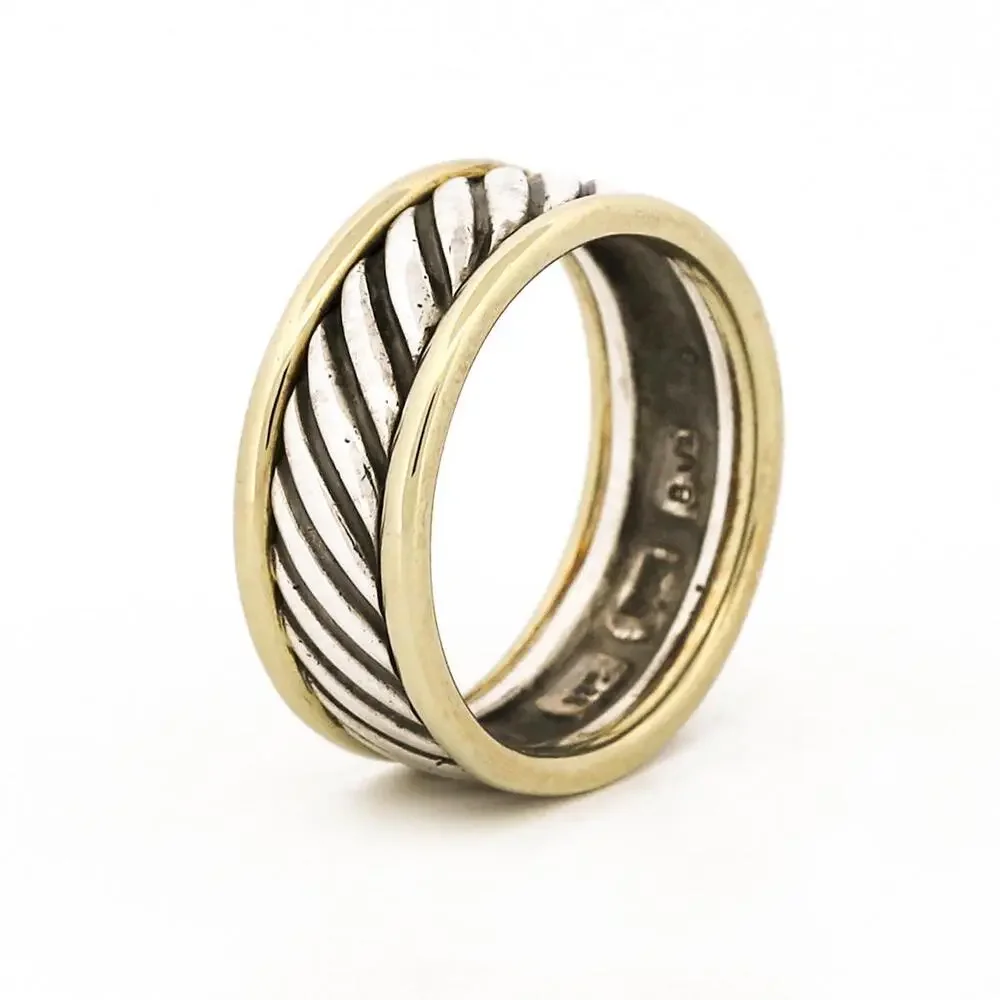 David Yurman Cable Classics 8mm Band Ring 18k Gold Sterling Silver Size 8.5 - Picture 3 of 5